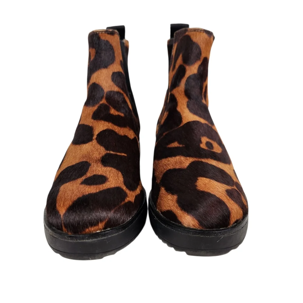 Louise et Cie Zareb Calf Hair Leather Cheetah Leopard Ankle Bootie Womens Size 7